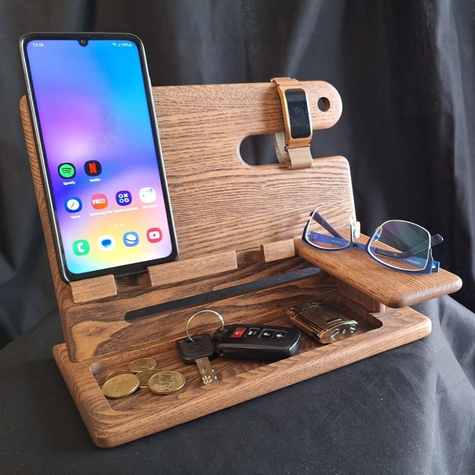 Charmanter Schreibtisch-Organizer aus massivem Eschenholz
