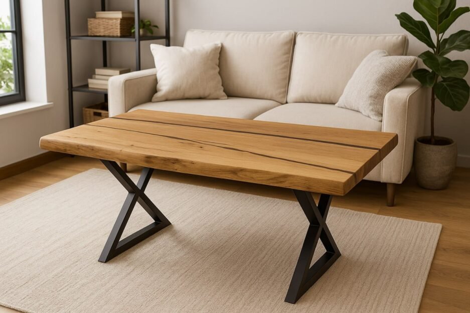 Natur Harmonie – Exklusiver Couchtisch aus massivem Eichenholz mit einzigartigem Design