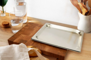 Stirnholz Schneidebrett aus Eiche 40×30 cm mit Gastro-Schublade