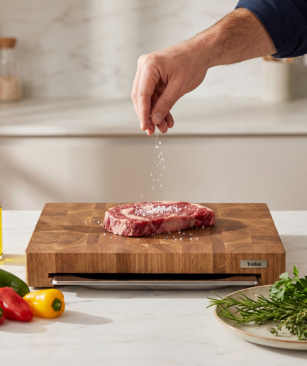 Professionelles Eschenholz-Schneidebrett mit Gastro-Schublade 30×40 cm