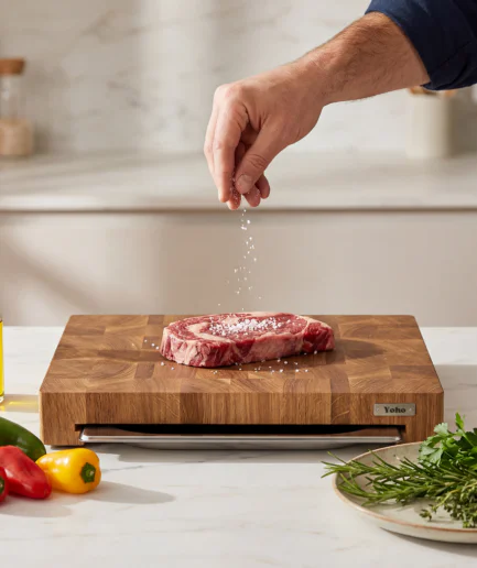 Professionelles Eschenholz-Schneidebrett mit Gastro-Schublade 30×40 cm
