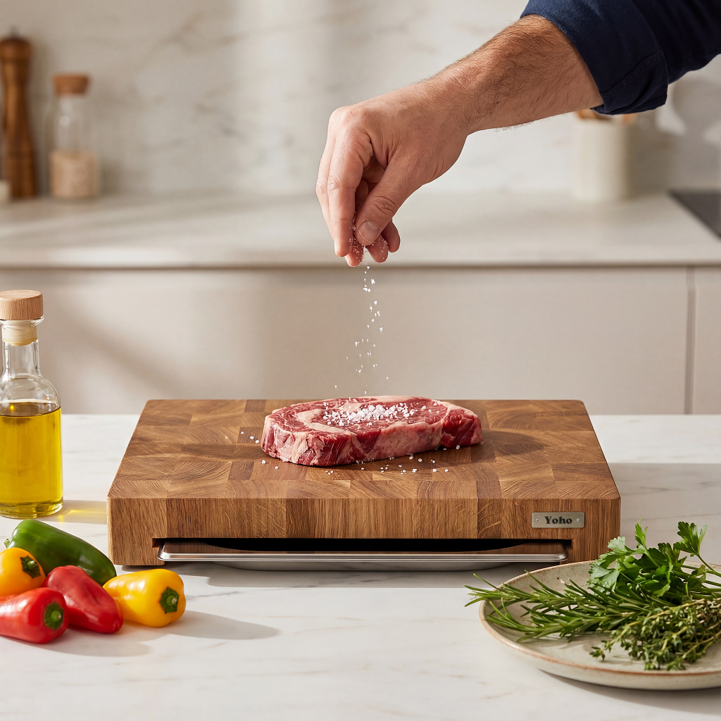Professionelles Eschenholz-Schneidebrett mit Gastro-Schublade 30x40 cm — Exklusiv bei Massiv-Holztische.de Professionelles Eschenholz-Schneidebrett mit Gastro-Schublade 30×40 cm