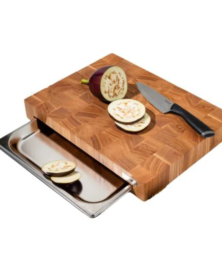 Tortendub-Eschen-Schneidebrett mit Gastro-Schublade 30x40 cm — Handgefertigt aus Eiche & Esche mit Leinöl-Schutz gegen Wasser, Schimmel & Flecken