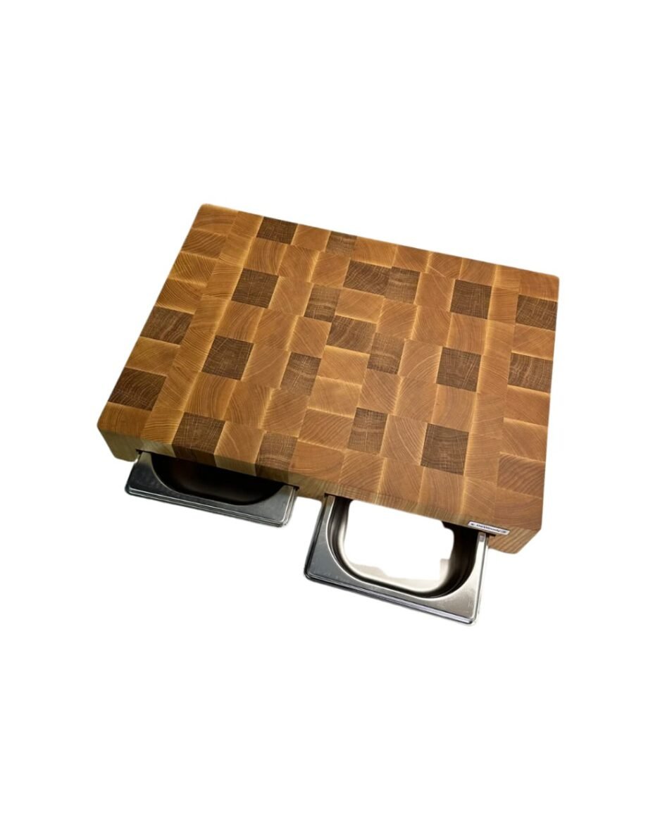 Tortendub-Schneidebrett mit zwei Gastro-Schubladen 40x30 cm — Handgefertigt aus Eiche & Esche mit Leinöl-Schutz gegen Wasser, Pilze & Flecken