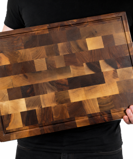 Stirnholz Schneidebrett aus Nussbaum | Nussbaum Stirnholz Schneidebrett | 45x34 cm Stirnholz Schneidebrett aus Nussbaum mit Saftrille 40х30