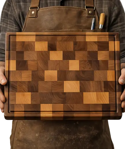 Stirnholz Schneidebrett aus Erle – Natürlichkeit, die man jeden Tag spürt Stirnholz Schneidebrett aus Erle kaufen – Massiv, handgemacht, 40×30 cm