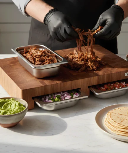 Stirnholz Schneidebrett aus Eiche mit Doppelter Auffangschale – Ihr Alleskönner für perfekt organisiertes Kochen Stirnholz Schneidebrett aus Eiche mit Doppelter Auffangschale – Ihr Alleskönner für perfekt organisiertes Kochen