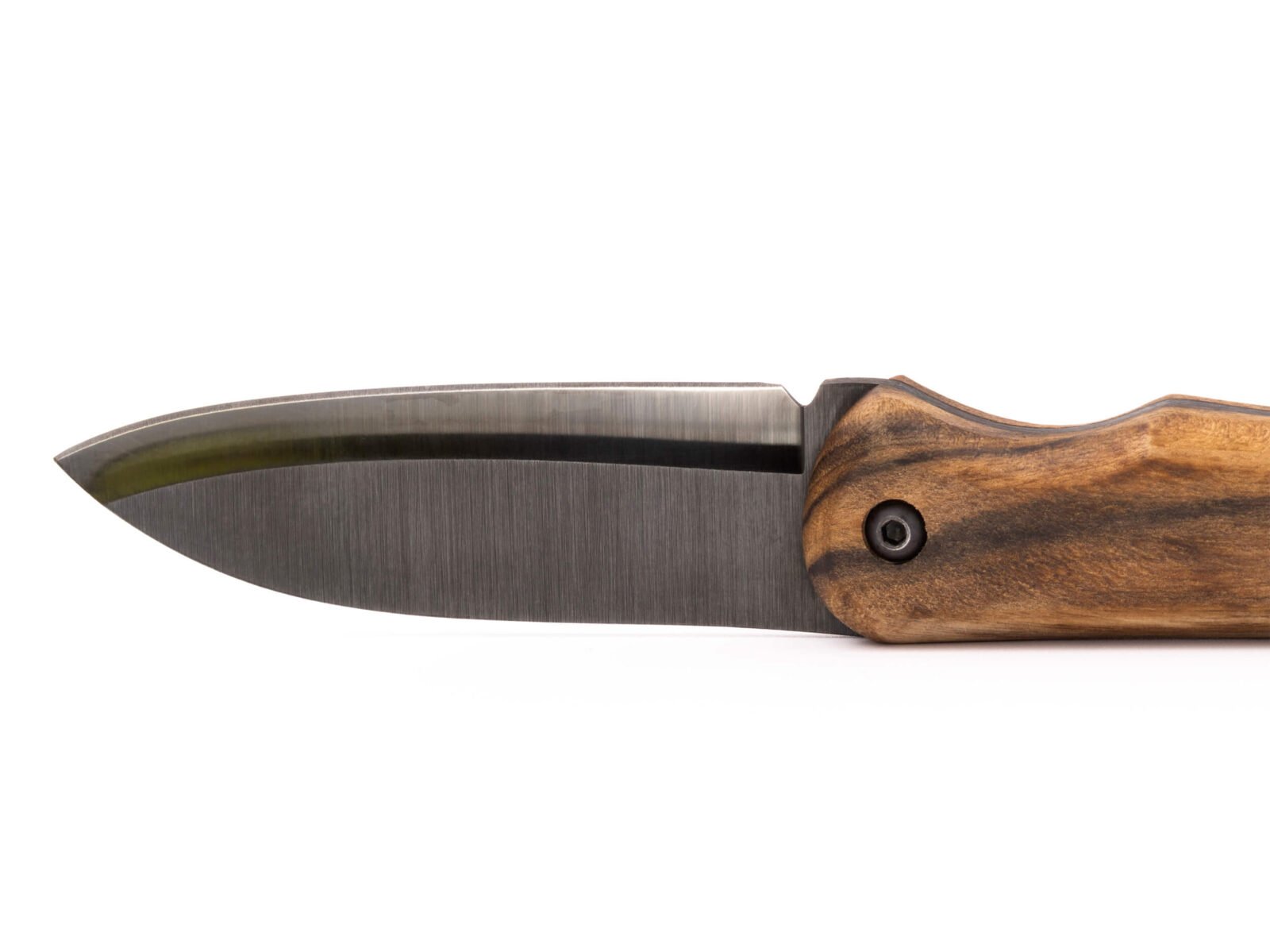 Bushcraft-Messer RK-5 — 9,5 cm brünierte Klinge aus Federstahl (65G), stabilisierter Nussbaumgriff, Lederscheide Bushcraft-Messer RK-5 — 9,5 cm brünierte Klinge aus Federstahl (65G), stabilisierter Nussbaumgriff, Lederscheide