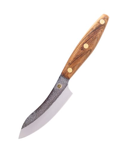 Küchenmesser S2 — 11 cm Klinge aus Kohlenstoffstahl (X12MF), Nussbaumgriff, handgefertigt