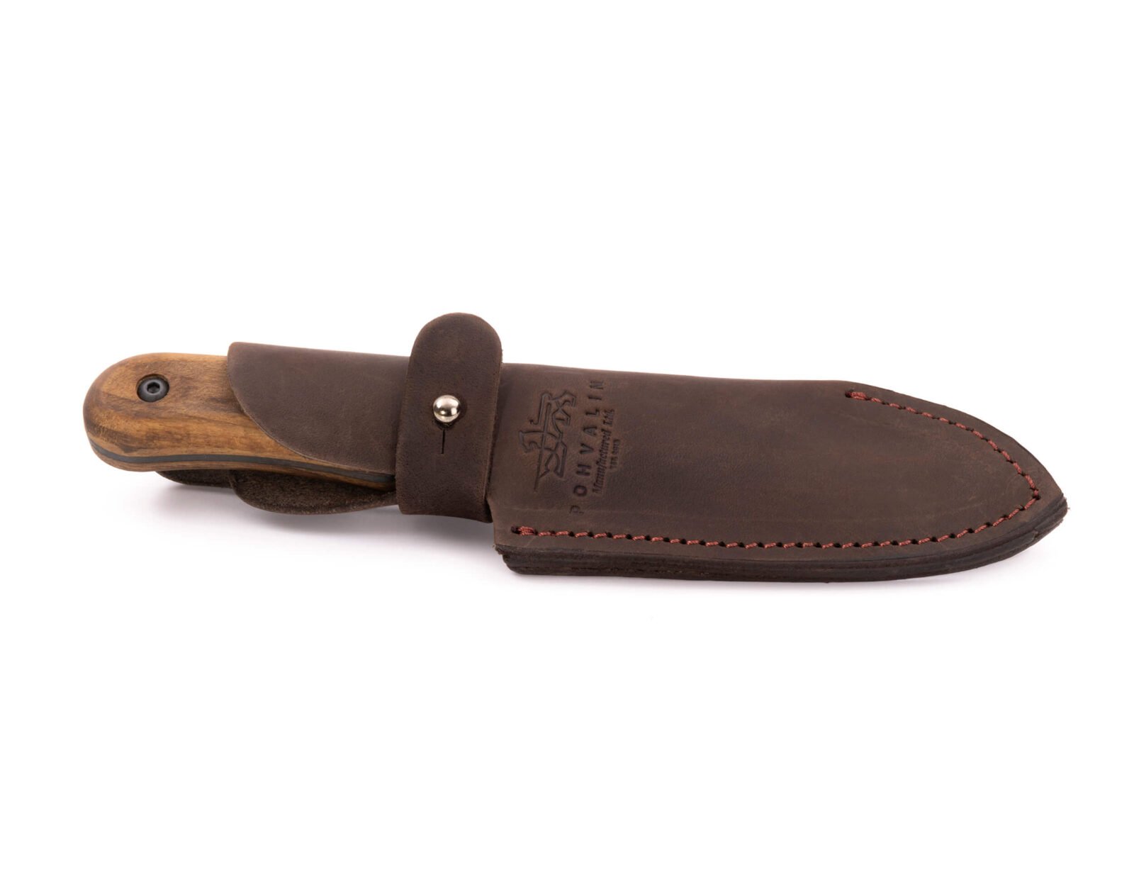Bushcraft-Messer RK-5 — 9,5 cm brünierte Klinge aus Federstahl (65G), stabilisierter Nussbaumgriff, Lederscheide Bushcraft-Messer RK-5 — 9,5 cm brünierte Klinge aus Federstahl (65G), stabilisierter Nussbaumgriff, Lederscheide