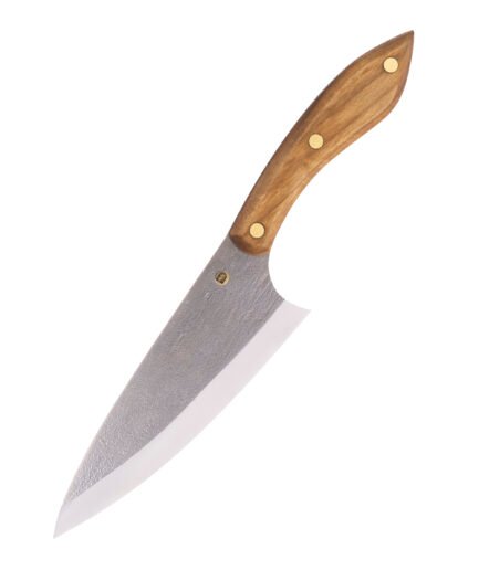 Handgeschmiedetes Chefmesser CH2 — 18 cm Klinge aus X12MF-Carbonstahl, Griff aus massivem Nussbaum