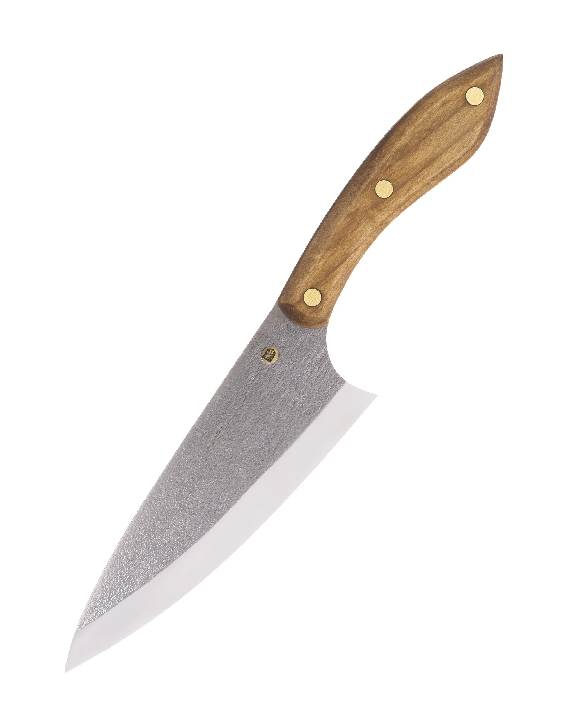 Handgeschmiedetes Chefmesser CH2 — 18 cm Klinge aus X12MF-Carbonstahl, Griff aus massivem Nussbaum