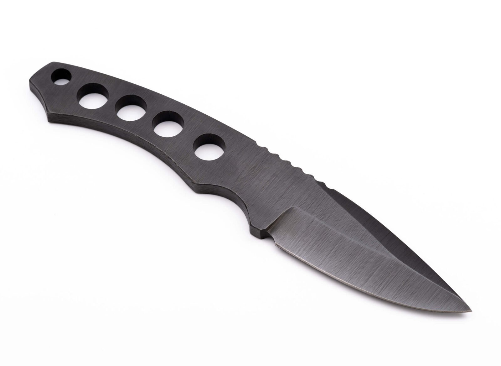 Bushcraft-Messer SK1 Skeleton — 9 cm Klinge, 8 mm Klingenrücken, Federstahl 65G brüniert, Lederscheide Bushcraft-Messer SK1 Skeleton — 9 cm Klinge, 8 mm Klingenrücken, Federstahl 65G brüniert, Lederscheide