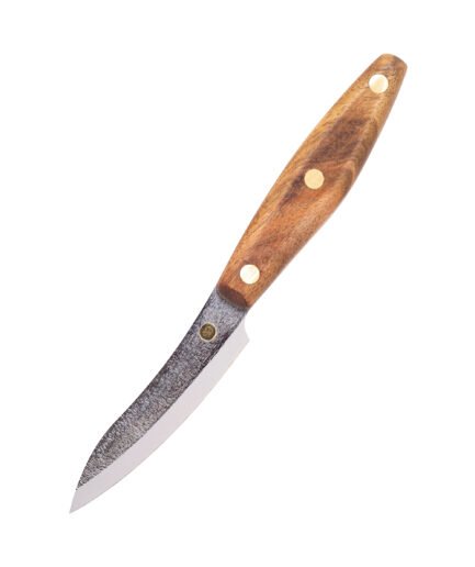 Küchenmesser S1 — 10 cm Klinge aus Kohlenstoffstahl (X12MF), Nussbaumgriff, handgefertigt