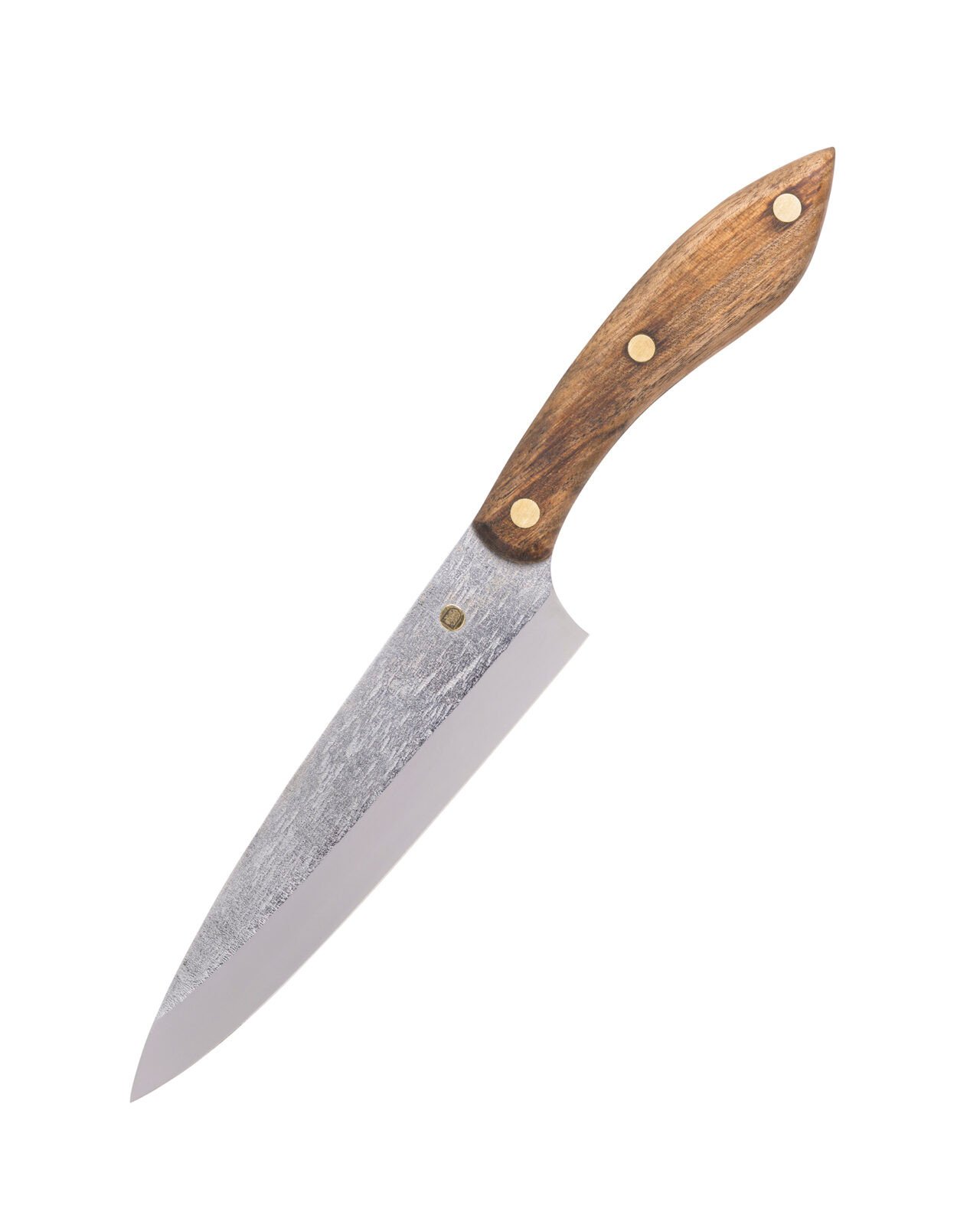 Handgeschmiedetes Chefmesser CH1 — 15,5 cm Klinge aus X12MF-Carbonstahl, Griff aus massivem Nussbaum Handgeschmiedetes Chefmesser CH1 — 15,5 cm Klinge aus X12MF-Carbonstahl, Griff aus massivem Nussbaum