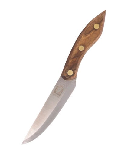 Handgeschmiedetes Gemüsemesser R2 — 11 cm Klinge aus rostfreiem Stahl, Griff aus stabilisiertem Nussbaum
