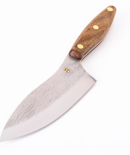 Küchenmesser S4 — 15,5 cm Klinge aus Kohlenstoffstahl (X12MF), Nussbaumgriff, handgefertigt