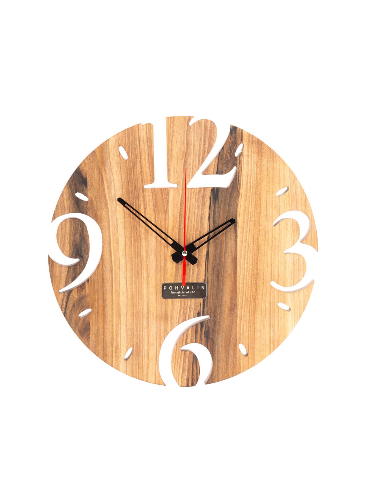 Wanduhr aus massivem Nussbaum — Ø 30 cm, Naturöl-Wachs-Finish, geräuscharmes Quarzwerk Wanduhr aus massivem Nussbaum — Ø 30 cm, Naturöl-Wachs-Finish, geräuscharmes Quarzwerk