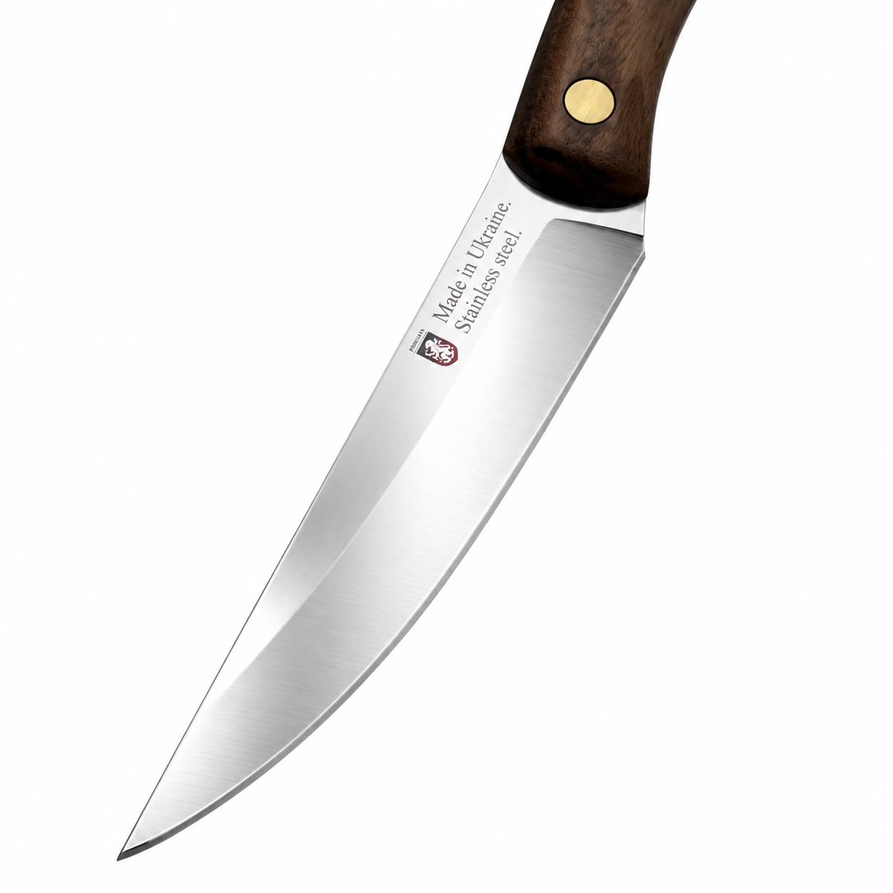 Gemüsemesser R2 – rostfreie 11,5 cm Klinge, Griff aus dunklem Nussbaum Schlanke, spitz zulaufende Klinge des Gemüsemessers R2 im Profil