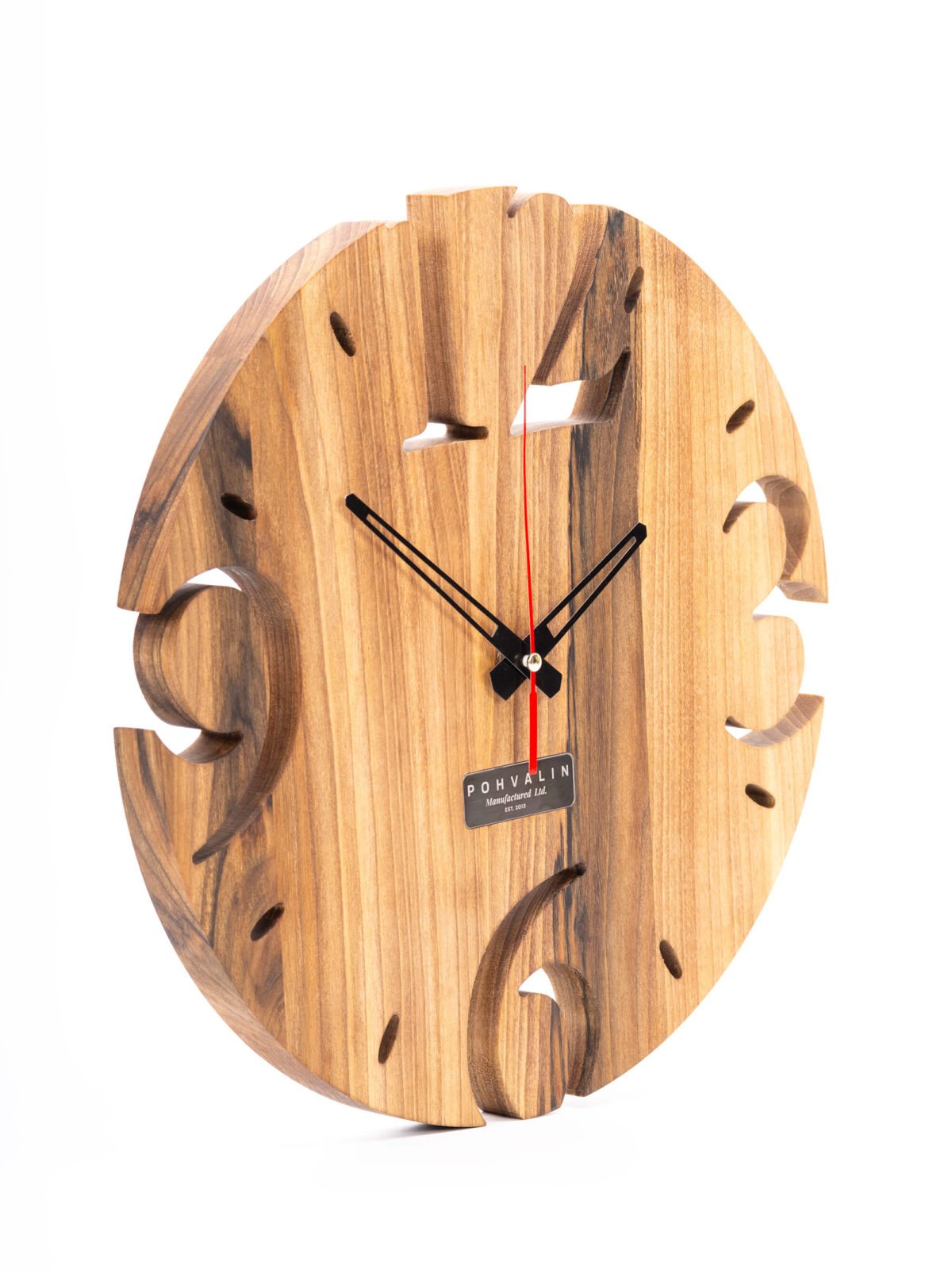 Wanduhr aus massivem Nussbaum — Ø 30 cm, Naturöl-Wachs-Finish, geräuscharmes Quarzwerk Wanduhr aus massivem Nussbaum — Ø 30 cm, Naturöl-Wachs-Finish, geräuscharmes Quarzwerk