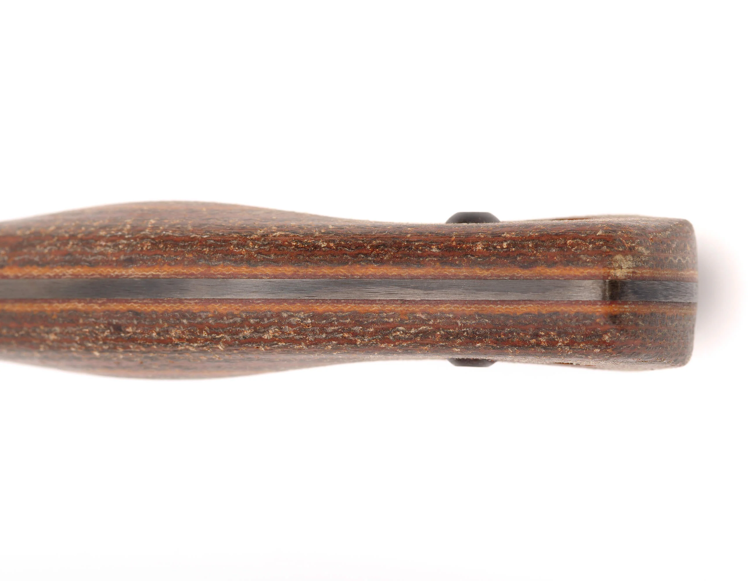 Handgeschmiedetes Bushcraft-Messer RK-8 mit Textolit-Griff — geschwärzte Klinge aus 65G-Kohlenstoffstahl, Lederscheide Handgeschmiedetes Bushcraft-Messer RK-8 mit Textolit-Griff — geschwärzte Klinge aus 65G-Kohlenstoffstahl, Lederscheide