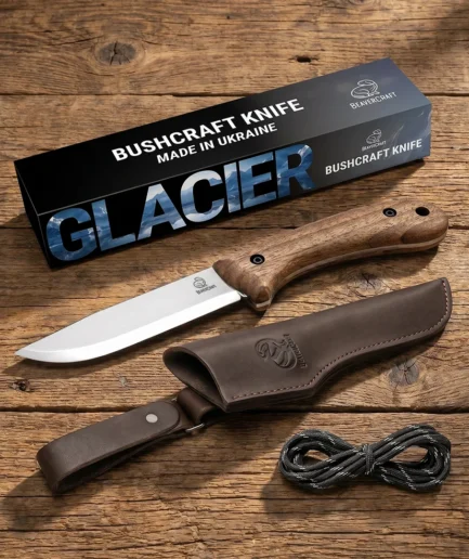 BeaverCraft BSH2 Glacier – kompaktes Bushcraft-Messer mit 10,5-cm-Klinge und Lederscheide BeaverCraft BSH2 Glacier Bushcraft-Messer, 105 mm Klinge, 1066 Kohlenstoffstahl, Walnussgriff, Lederscheide