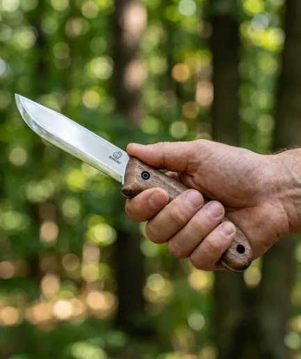BeaverCraft BSH2 Glacier – kompaktes Bushcraft-Messer mit 10,5-cm-Klinge und Lederscheide BeaverCraft BSH2 Glacier Bushcraft-Messer, 105 mm Klinge, 1066 Kohlenstoffstahl, Walnussgriff, Lederscheide